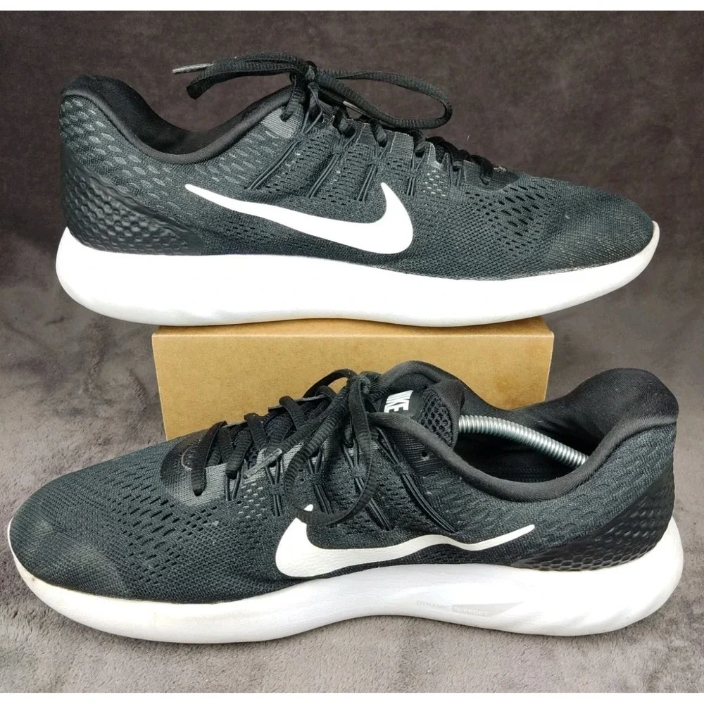Nike Lunarglide 8 Men's Black White Athletic‎ Running Shoes Size 14 AA8676-001